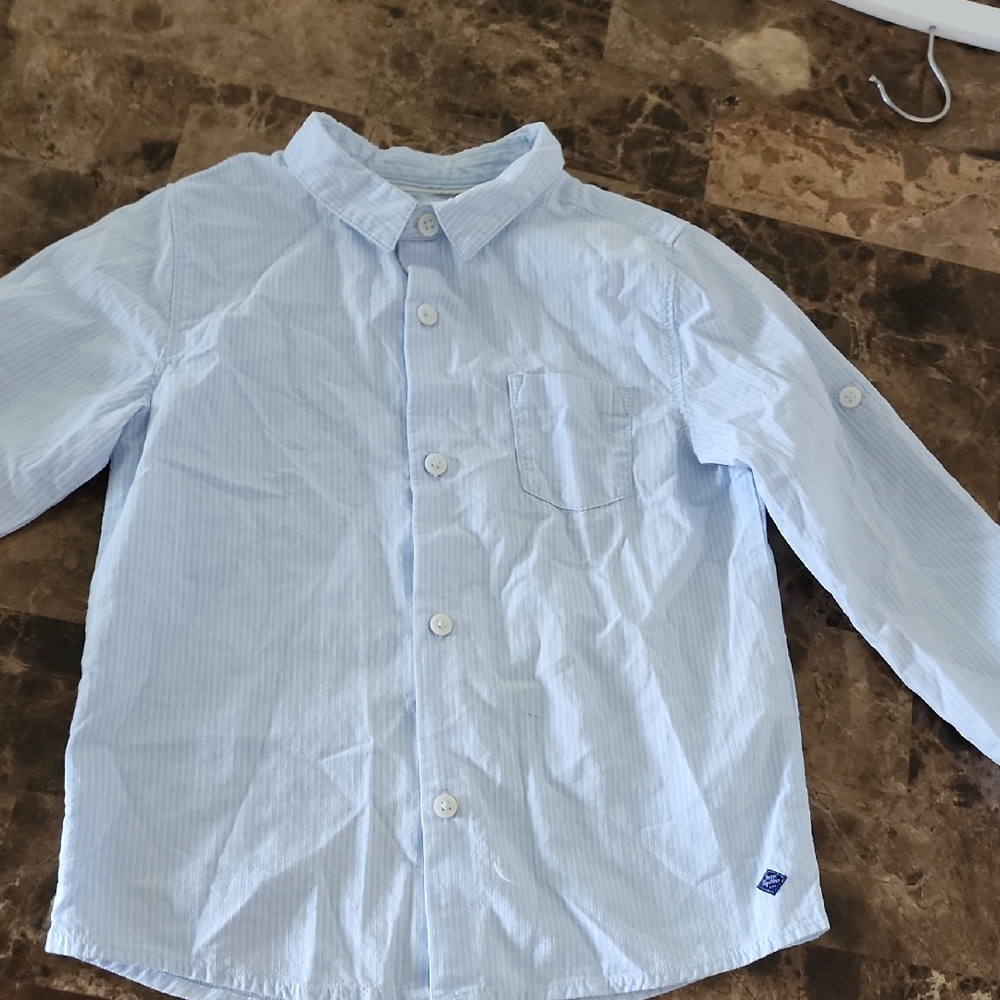 Zara Blue Button Down Shirt Classic Cotton Blend